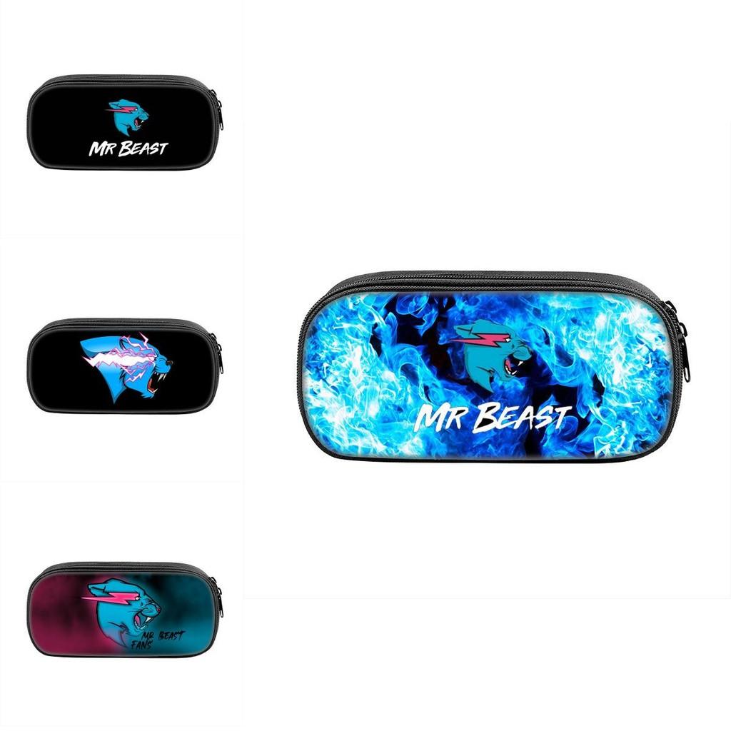 Mr Beast Lightning Cat Lion Print Student Single Layer Stationery Storage Bag For School And Home Use