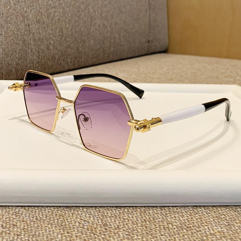 New fashionable polygonal metal sunglasses men's and women's personalized driving sunglasses
