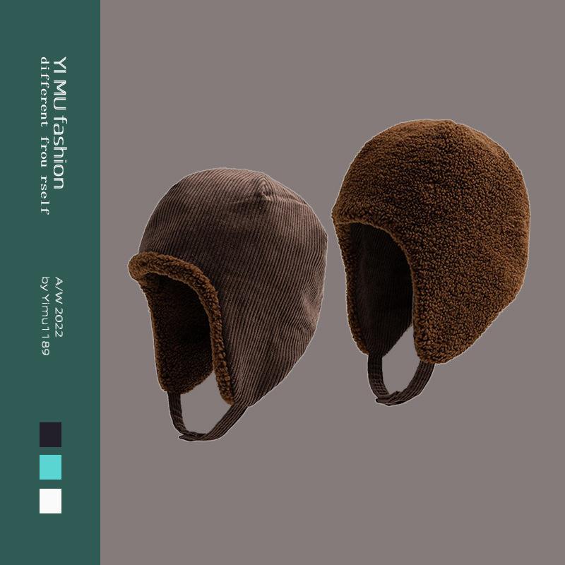 

Вельветовые шапки-ушанки мужские и женские осенне-зимние лыжные теплые ветрозащитные шапки с ушками из овечьего плюша для езды на велосипеде, тренд M (56-58cm) double-sided flying cap OYX темно-коричневого