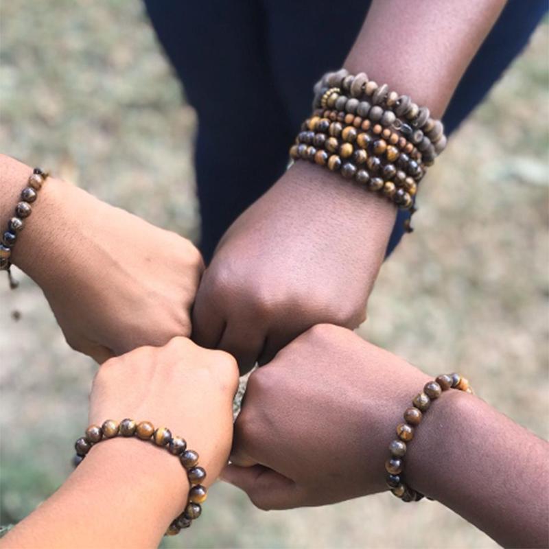 Classic 8MM Tiger Eyes Natural Stone Beads Bracelets for Men Women Bracelet Bangles Braided Rope Handmade Wristband Yoga Jewelry
