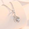 Twisted Teardrop Frame Prong Set Round Cubic Zirconia Pendant Elegant Women Clavicle Sweater Necklace