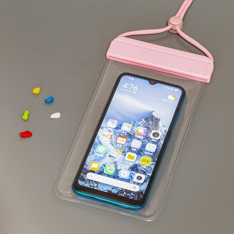 Universal Transparent Waterproof Touchscreen Phone Pouch Outdoor Diving And Swimming Crossbody Phone Case розовый