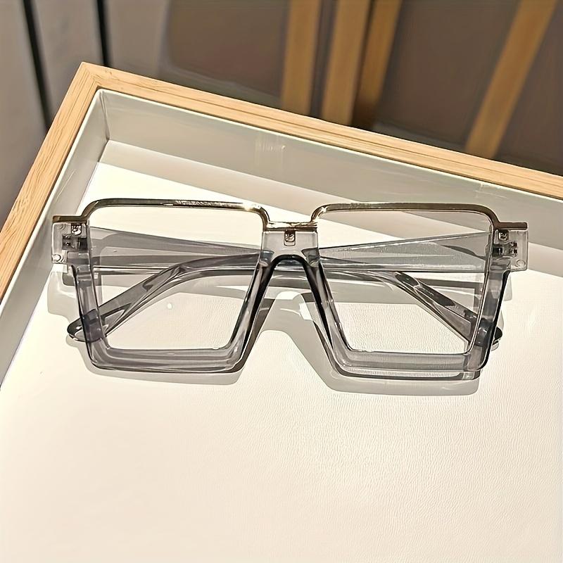 Chic Square Candy-Colored Glasses for Women - Durable Plastic & Metal Frame, Blue Light Blocking Clear Lens, Perfect for Parties