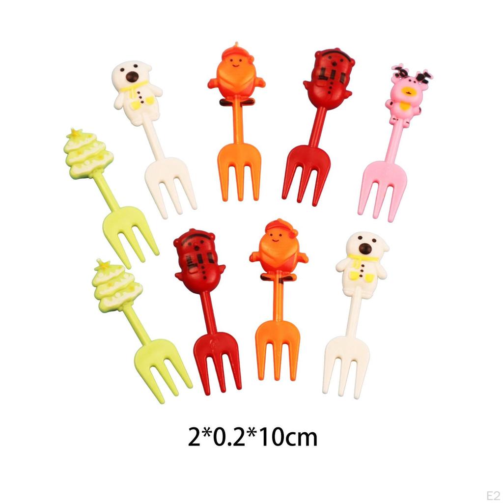 10 Pieces Christmas Fruit Forks Creative Cake for Salad Dessert Cheese Opp Bag Package