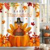Thanksgiving Shower Curtain,Cartoon Turkey And Autumn Leaves Shower Curtain For Bathroom Decor Polyester Waterproof Bath Curtain
