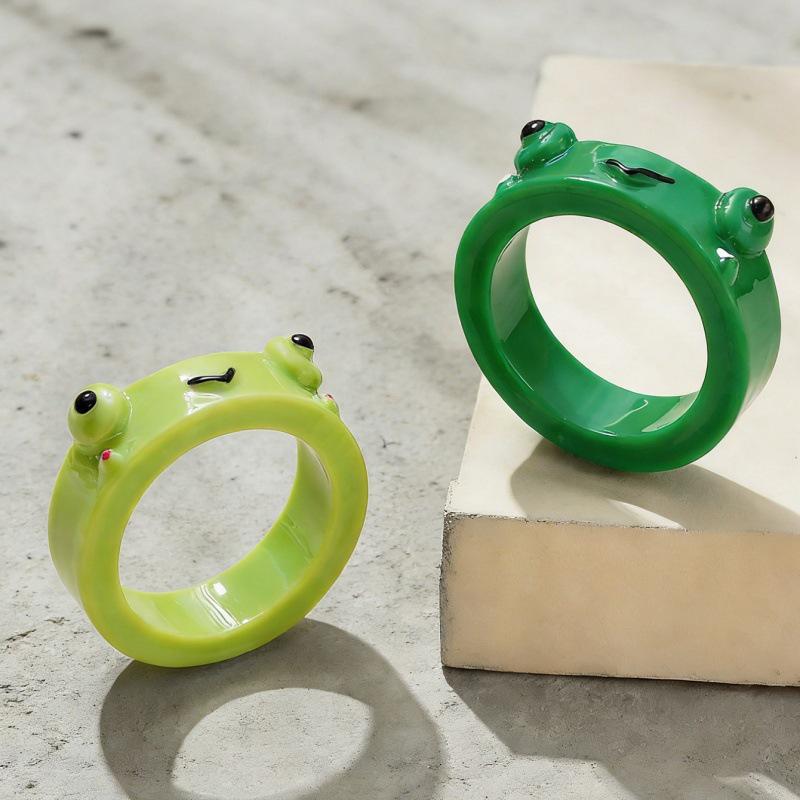 Colorful Cartoon Frog Resin Ring for Kids - Fun and Playful Index Finger Ornament