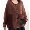 Johnature Women Vintage Winter Sweaters O-Neck Long Sleeve Patchwork Color Button Knitted Female Sweaters
