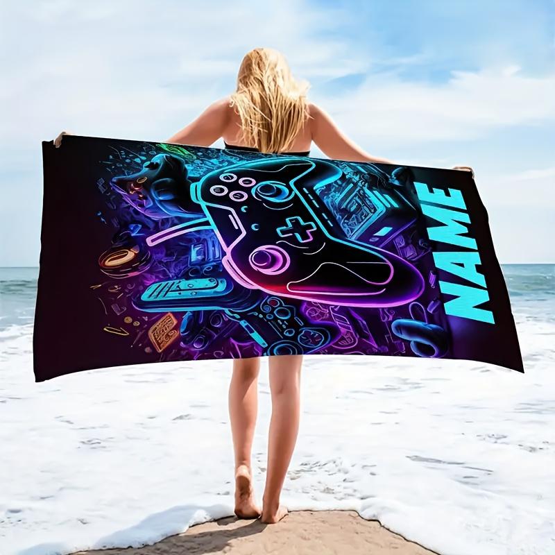 1 Stück Spielcontroller Strandtuch, Lebendiges Neon-Spieldesign, Superweiches Mikrofaser-Badetuch 80x130cm