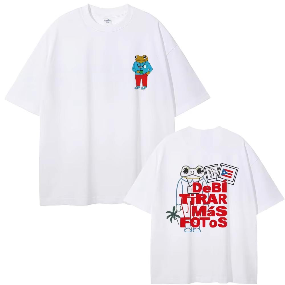 Rapper Bad Bunny Music Album Frog T-shirt Debi Tirar Mas Fotos DTMF World Tour T Shirts Men's Oversized T-shirts