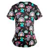 Women's Fashion V-neck Short Sleeve Workwear With Pockets Printed Tops