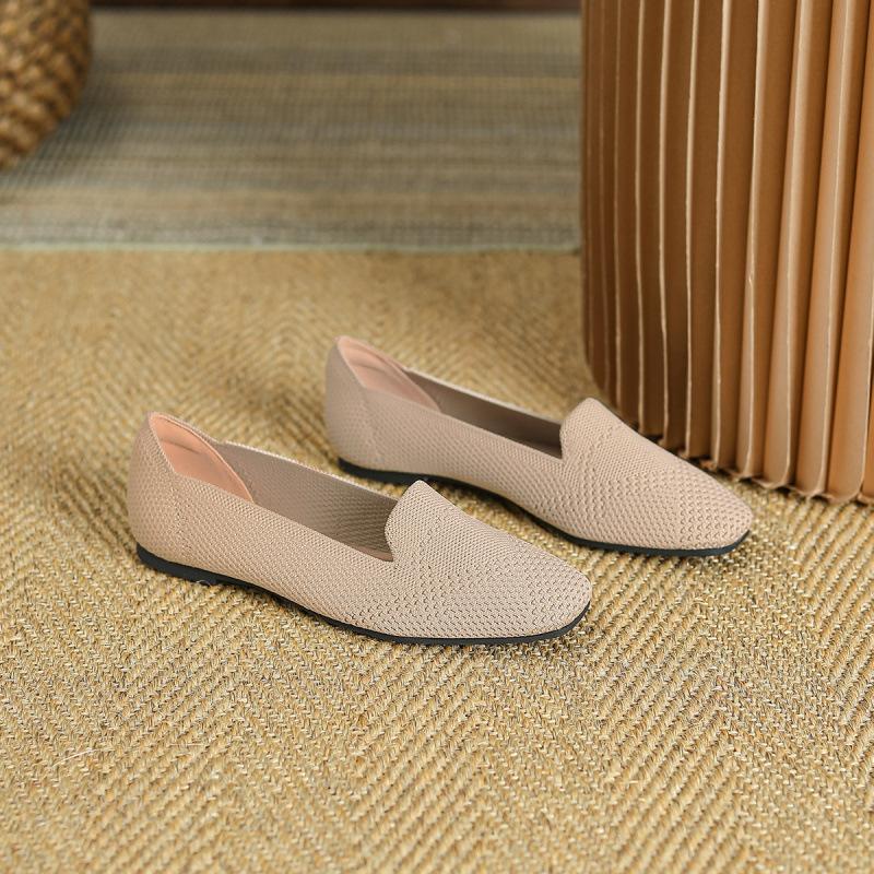 Square head flat sole single shoes women's new non-slip lazy shoes one pedal Doudou shoes