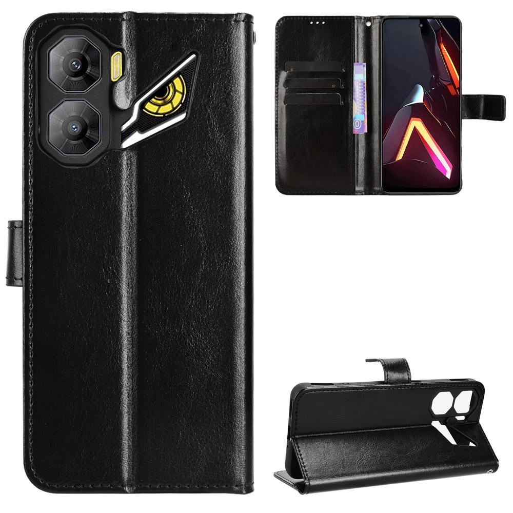 For ZTE nubia Neo 3 5G PU Leather Case with Strap Crazy Horse Texture Phone Wallet Cover