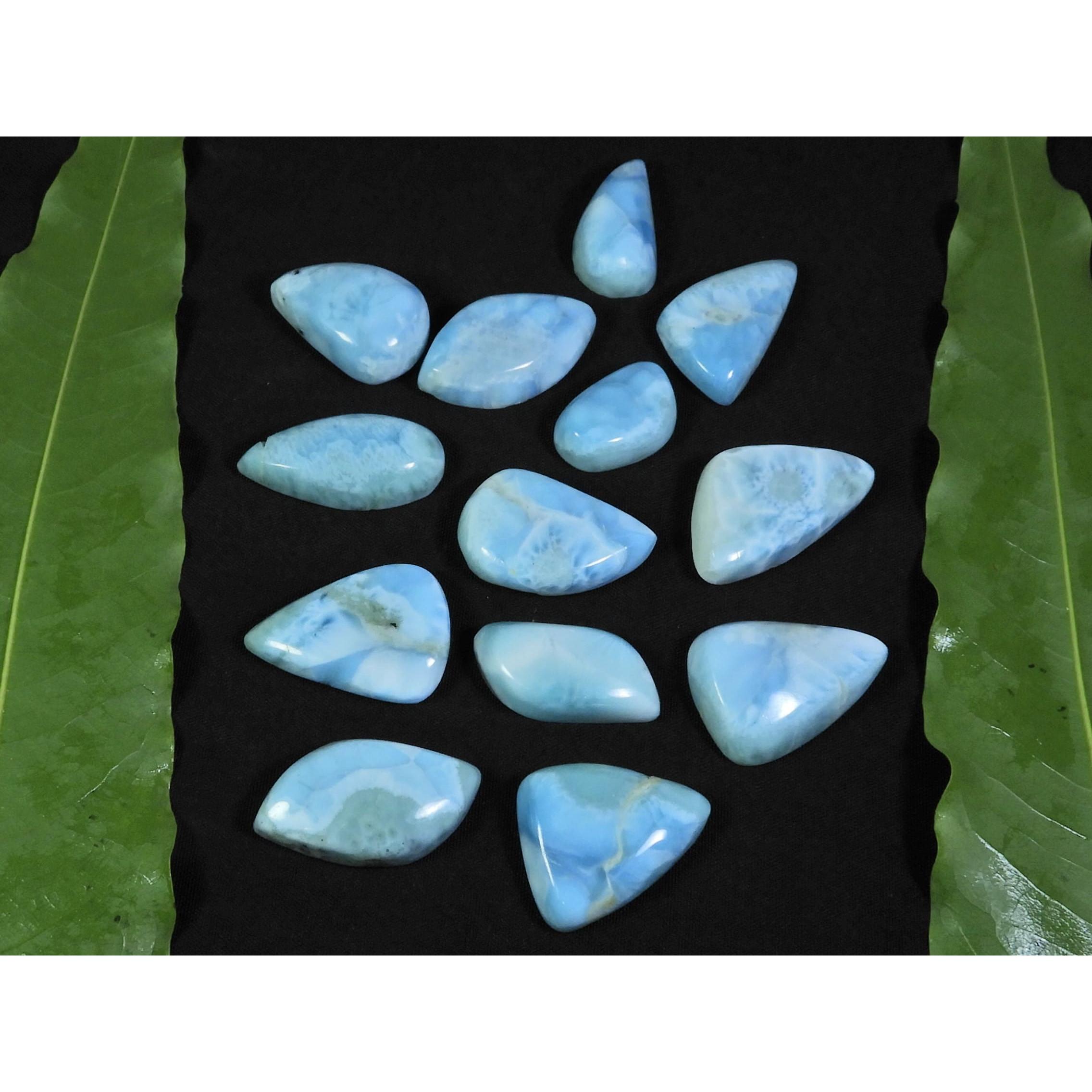 

11X17-14X25MM Natural Larimar Pectolite Fancy Cabochon Loose Gemstone 13Pcs C-40