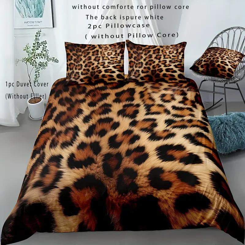 

Comforter Leopard Comforter King Red Rose Romantic Bedding Sets Wild Animals Cheetah Print S Set For Couple Men Women Comforter (quilt)-EU Single(135*200cm)3pcs