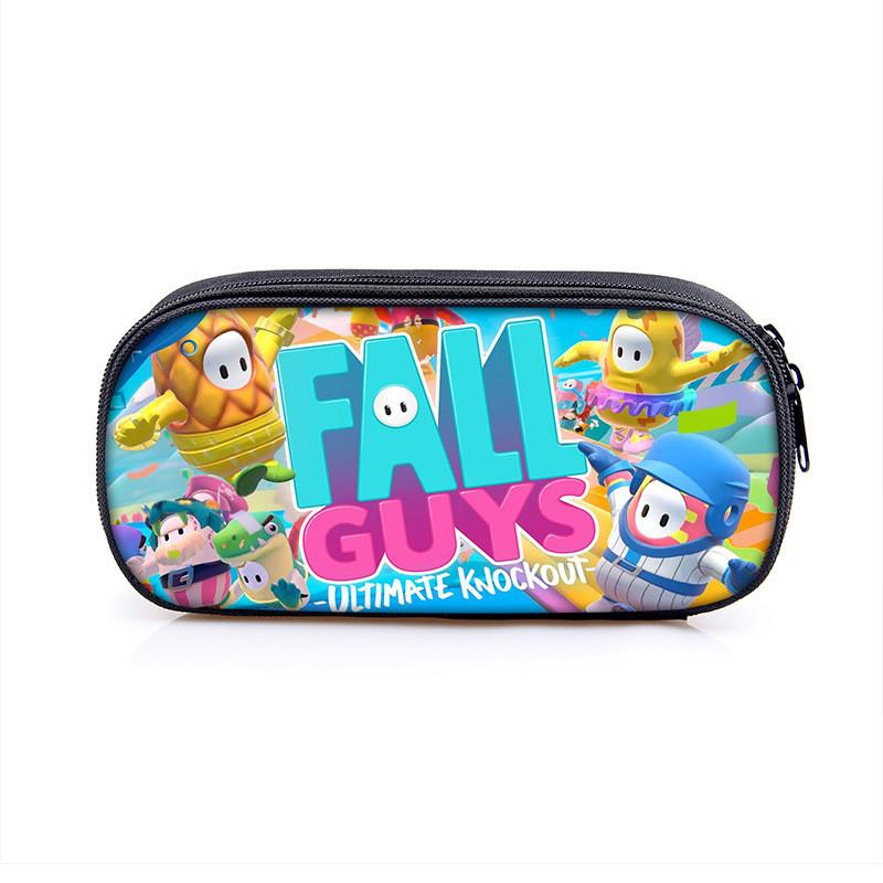 Fall Guys Cartoon Pencil Case For Students With Nylon Material Storage Organizer