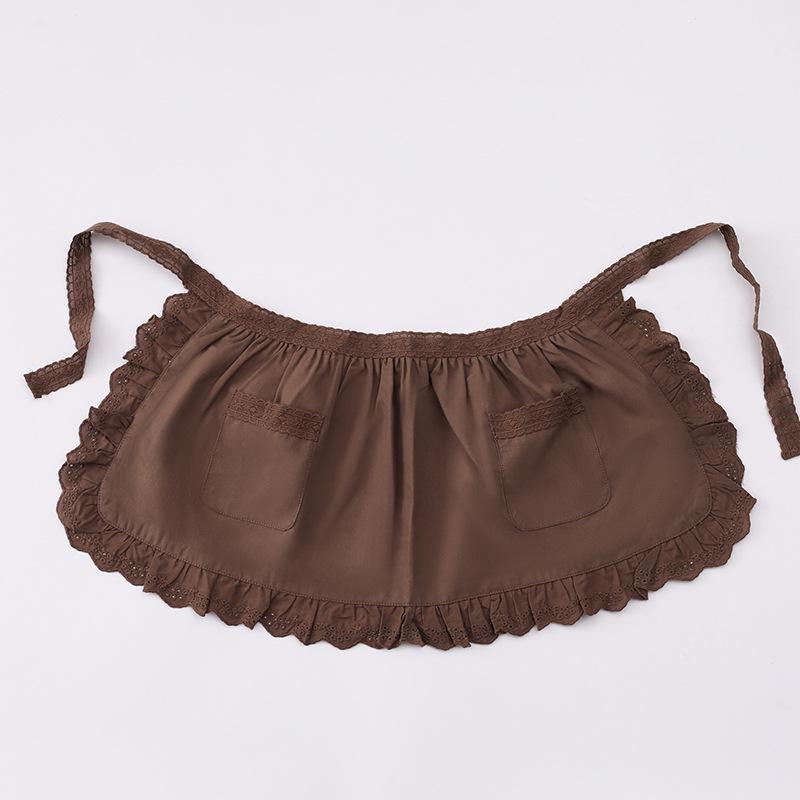 

Кружевной фартук-юбка до середины тела с оборками и карманом One size кофейный