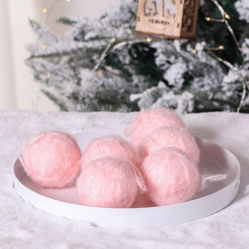 5cm Woolen Ball Christmas Tree Pendant Red Pink White Xmas Drop Ornaments Christmas Decoration For Home 2025 Christmas