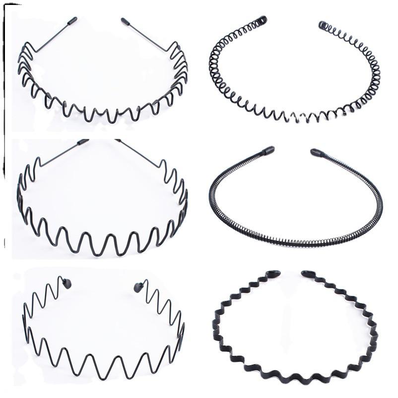 Unisex Wavy Black Sport Hairband with Card Pocket