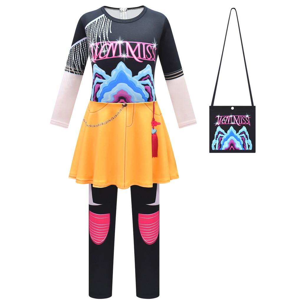 Kids Girls Anime Cartoon POP Singer Super Star Printed Jumpsuit Bag Set Halloween Cosplay Costumes