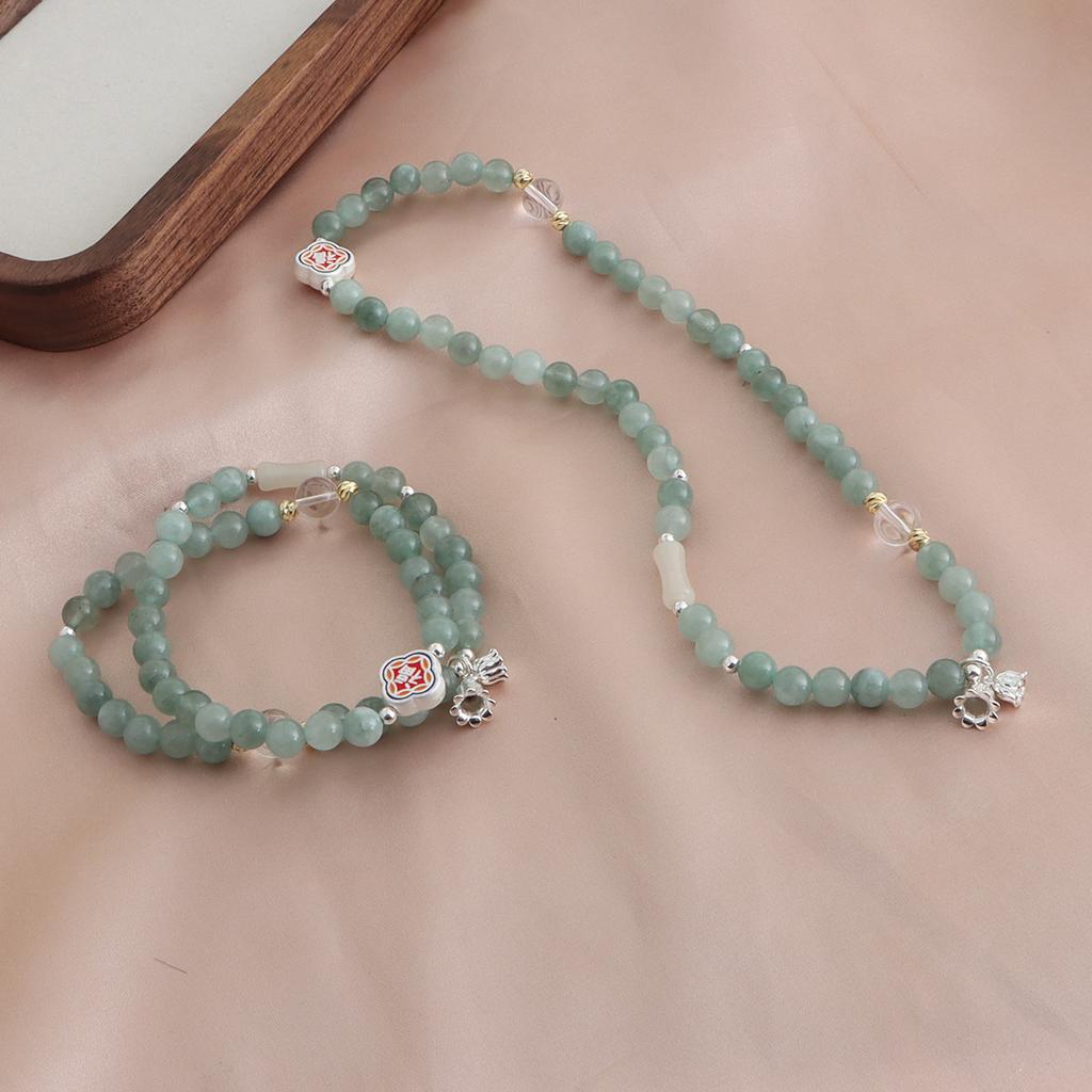 Bracelet Natural Shoushan Stone Tianshan Green Lotus Pod Safety Buckle Crystal Bracelet Double Layer Dopamine