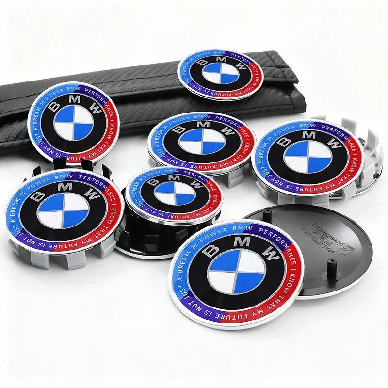 7Pcs Car Front Rear Logos Wheel Hub Center Cover Steering Wheel Center Badge Sticker For BMW E87 E30 E46 E28 E34 E39 E60 F02 F18