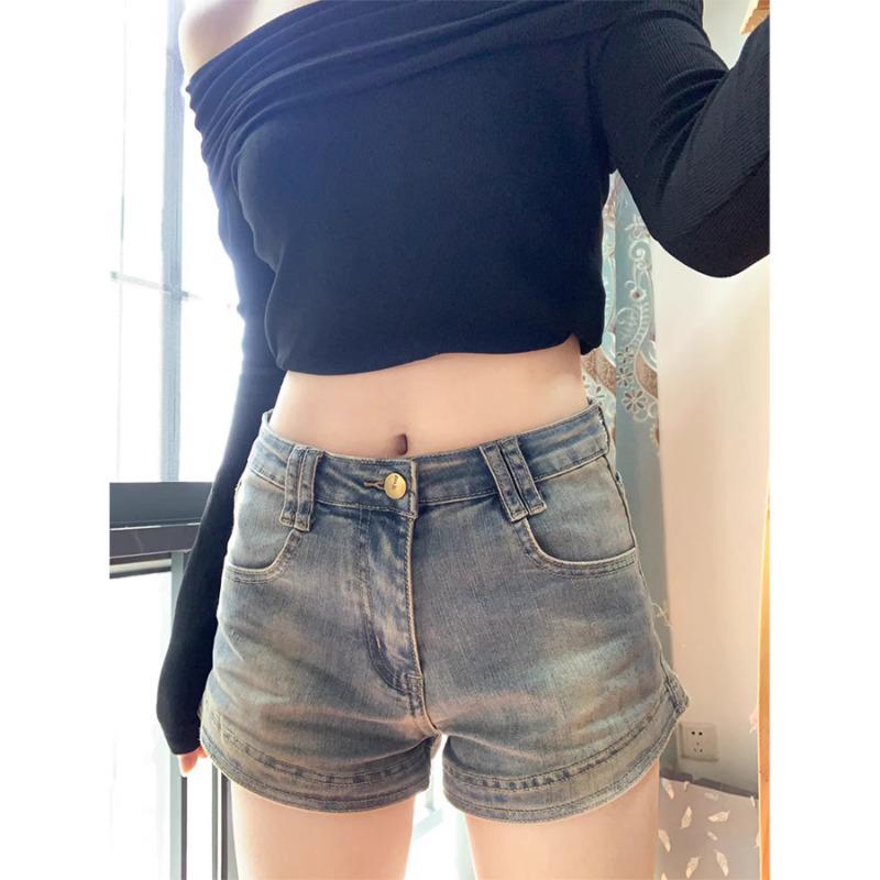 Women's High-Waisted Retro Denim Shorts - Summer Slimming Petite Casual