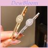 Fashion Jewelry Oval Zircon Copper Bracelet With Gold Plating For Elegant Wear