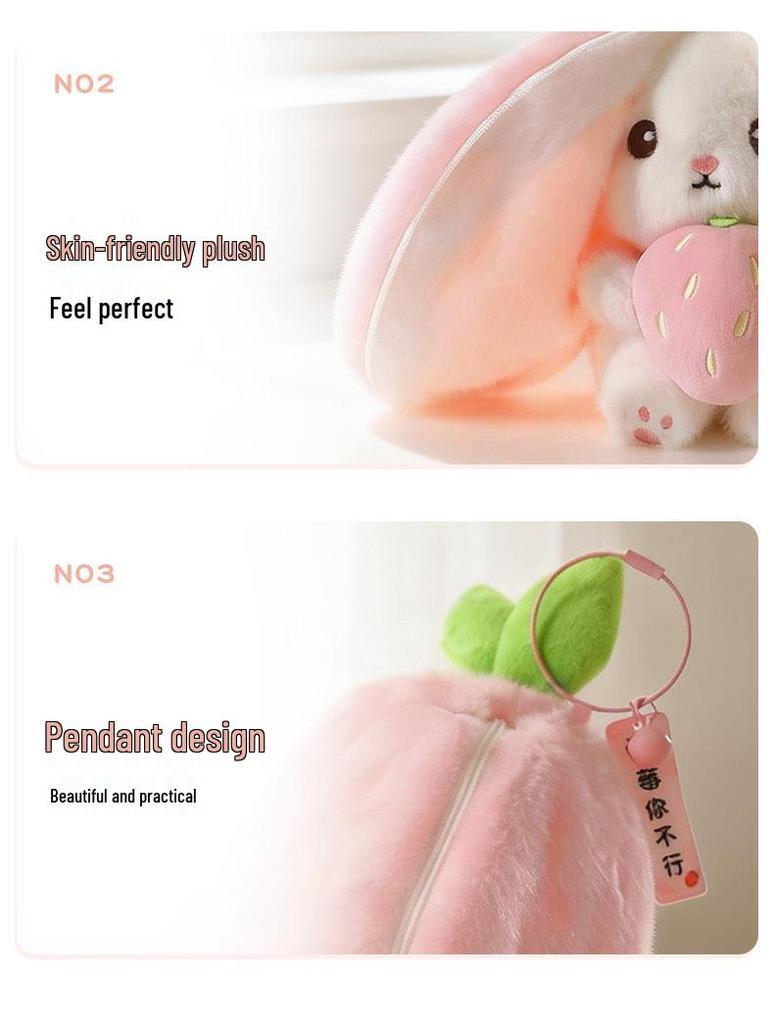 Little Rabbit Plush Keychain: Cute Fruit Pendant Toy for Women