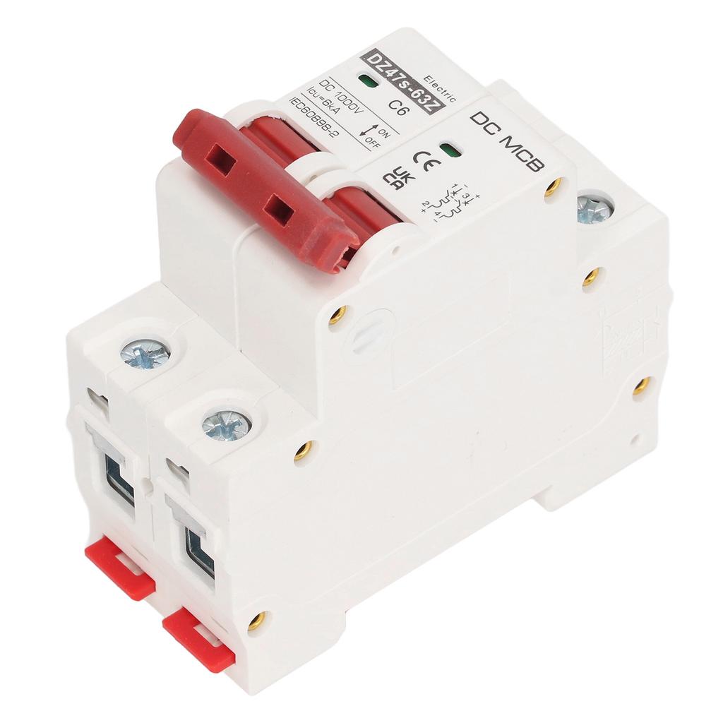 DC Miniature Circuit Breaker 2P Breaking Capacity 6000A Mini 6A Circuit Breaker for Solar PV System