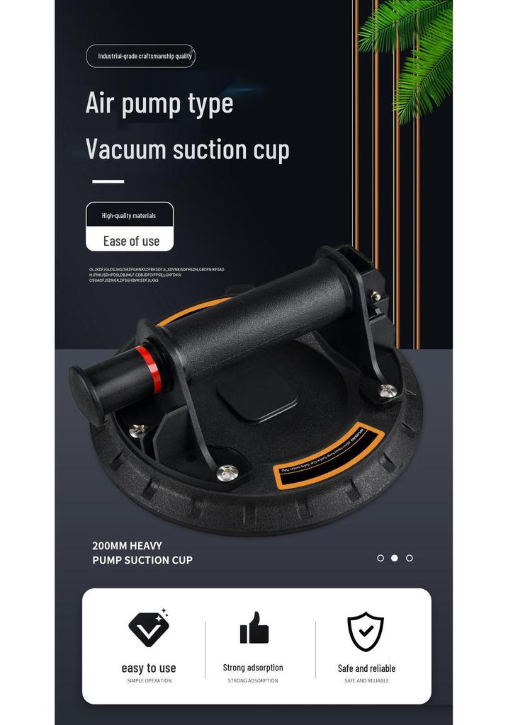 Heavy Duty Industrial Suction Cup Tile & Glass Lifter with Pressure Gauge & Vacuum Pump
