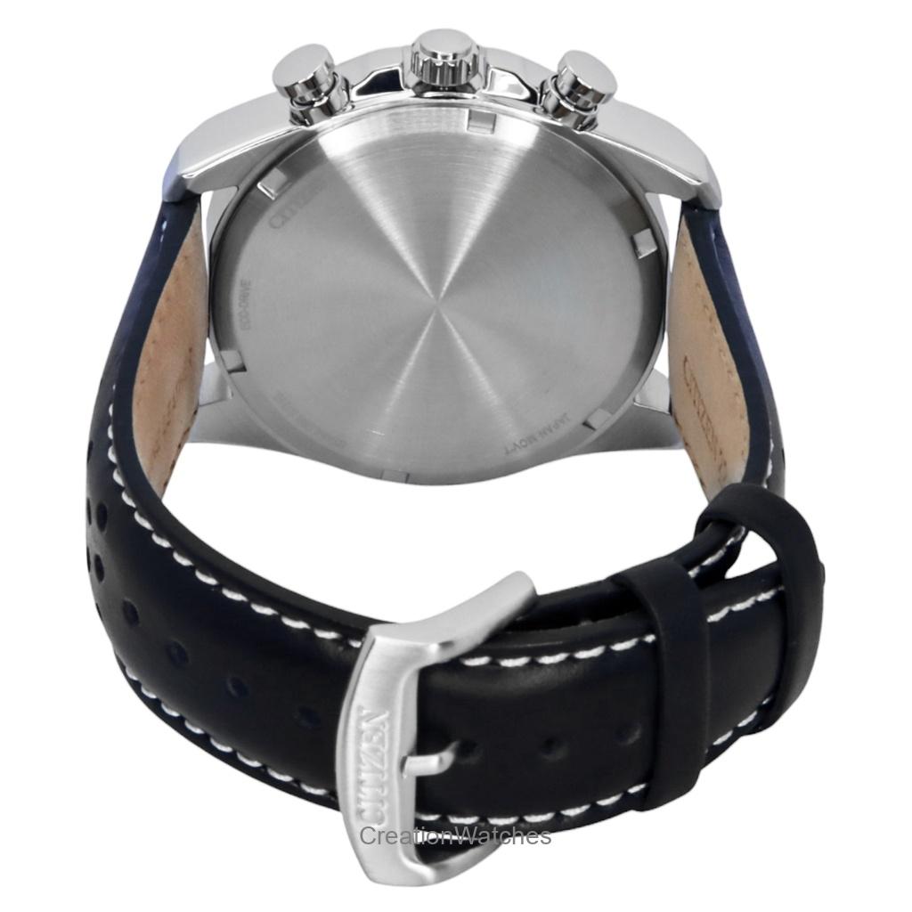 Citizen Eco-Drive Хронограф Кожаный ремешок Белый циферблат CA4640-09A 100M Мужские часы