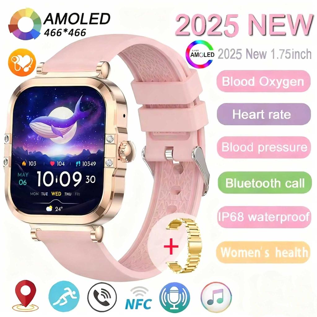 Rose Golden Smart Watch Ultra Thin Luxury Smartwatch Bluetooth Call Custom Dial Health Monitor Fitness Wristwatch for Ladies