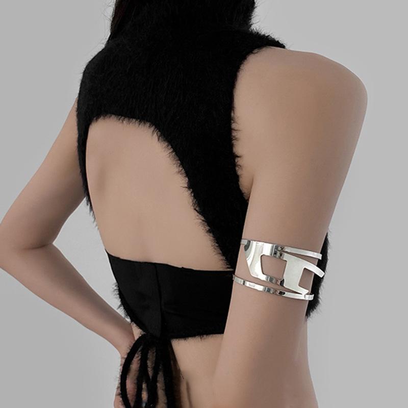 Metal Double-layer Hollow Arm Ring Bracelet Niche Fashion Personality Exaggerated Bracelet Women's Simple High-end Jewelry