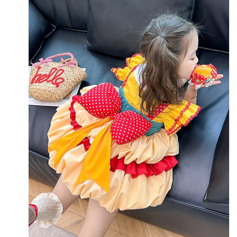 Girl Baby Fries Burger Lolita Dress Summer Stylish Girl Dopamine Princess Dress Lolita Dress