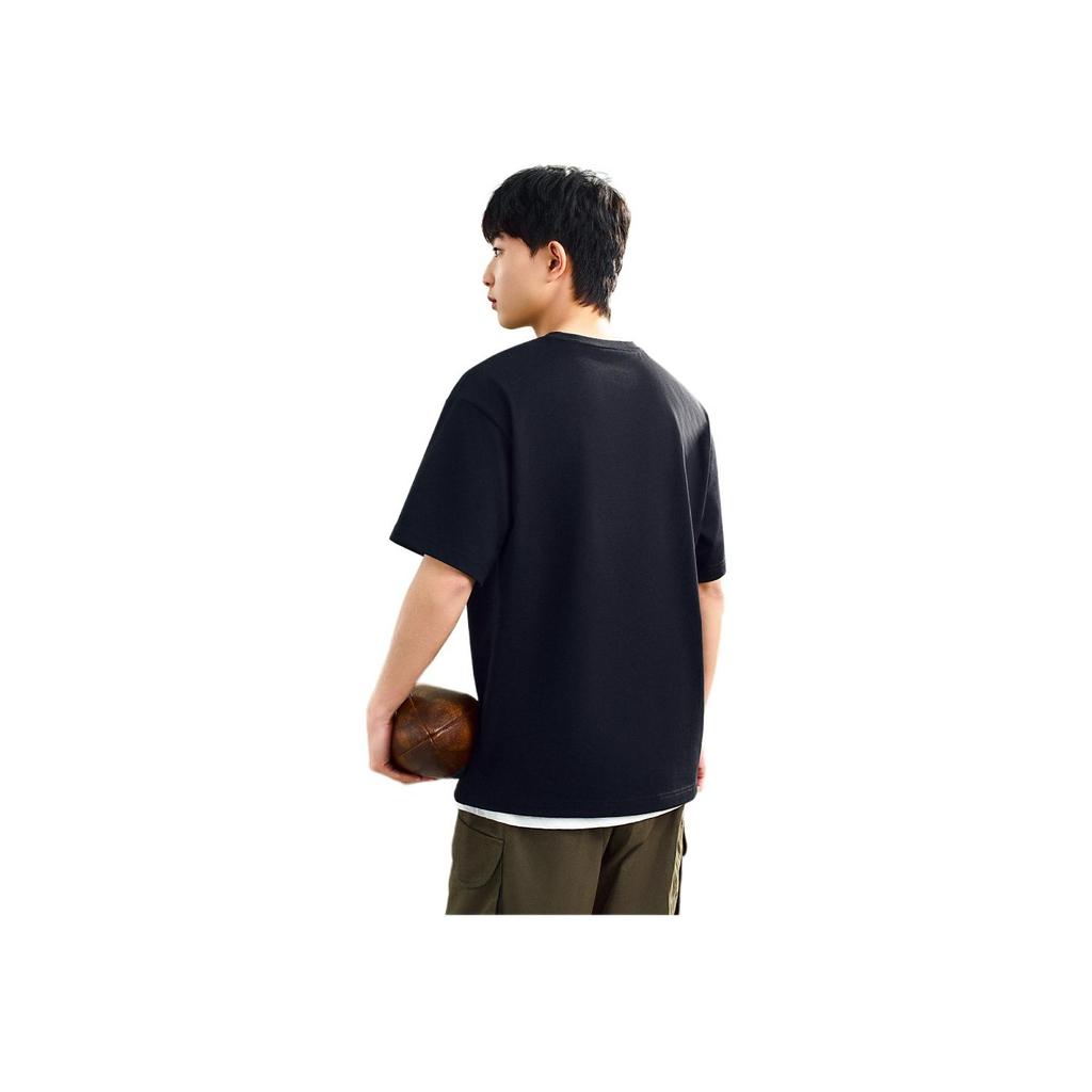 Anta Comfortable Simple Versatile Loose Casual Letter Short Sleeve T-Shirt Men Tops Basic-Black 152528127-3