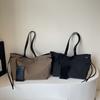 New canvas bag simple and versatile commuter bag women's contrasting color large-capacity shoulder bag shopping bag tote bag