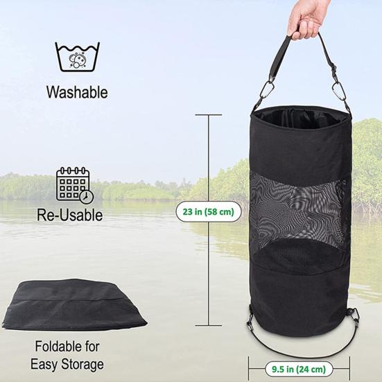 Collapsible Mesh Trash Can Garbage Bag Foldable Design Large Capacity Portable Boat Trash Bag Accessories