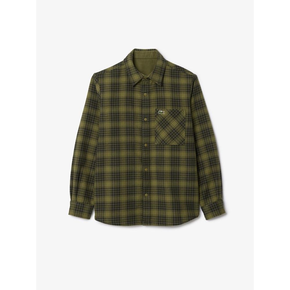 Lacoste Men S reverSible Double Face Flannel Shirt Ch4612 54n Ic3 q2nCh4612 54nIc3