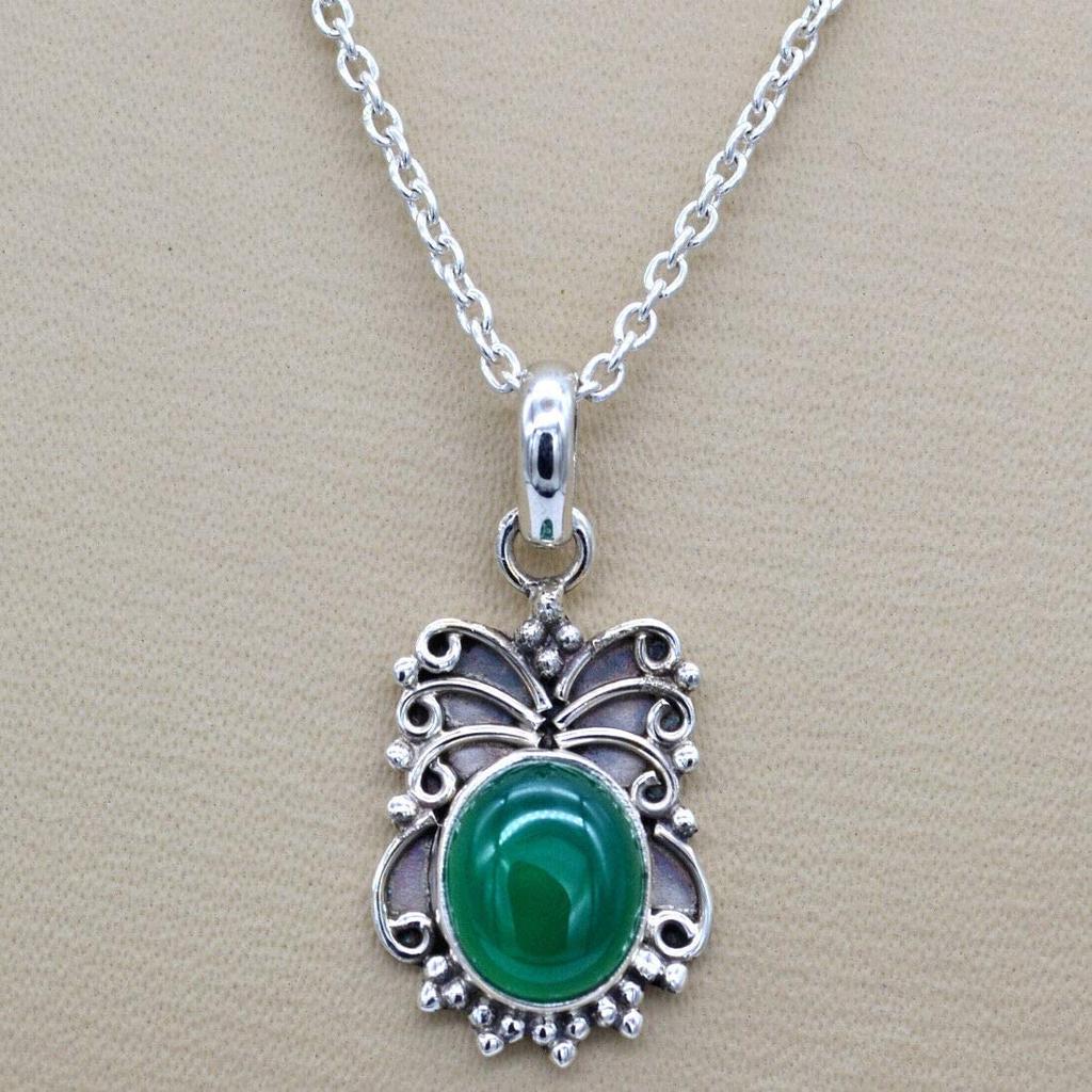 Green Onyx Gemstone Handmade Boho Designer Necklace, Wedding Necklace, Gift For Her, Christmas Jewelry, Women Jewelry