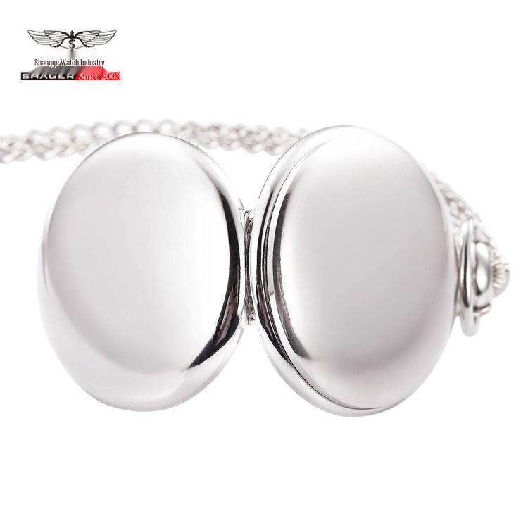 Vintage doppelseitige polierte Taschenuhr-Halskette - Klassischer Anhänger für Männer und Frauen