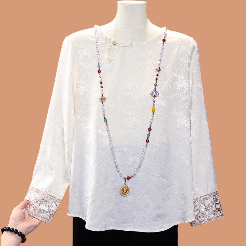 Mom s New Chinese Style Spring/Autumn Vest and Wide-Legged Pants Set XL (Approx. 90-105 jin)