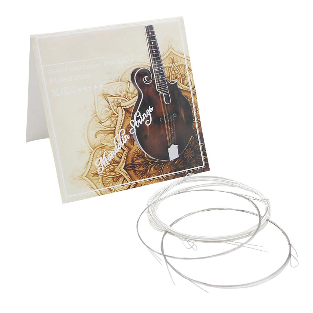 8Pcs Mandolin Strings Silver Plated Copper Alloy Clear Beautiful Timbre Mandolin String Set