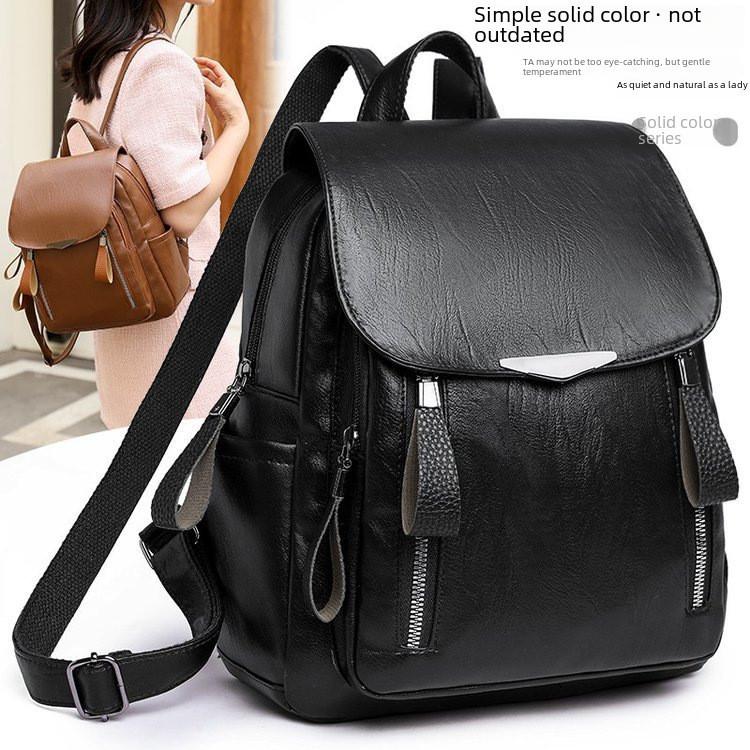 Fashionable Pu Leather Women's Backpack Large Capacity For Casual Travel