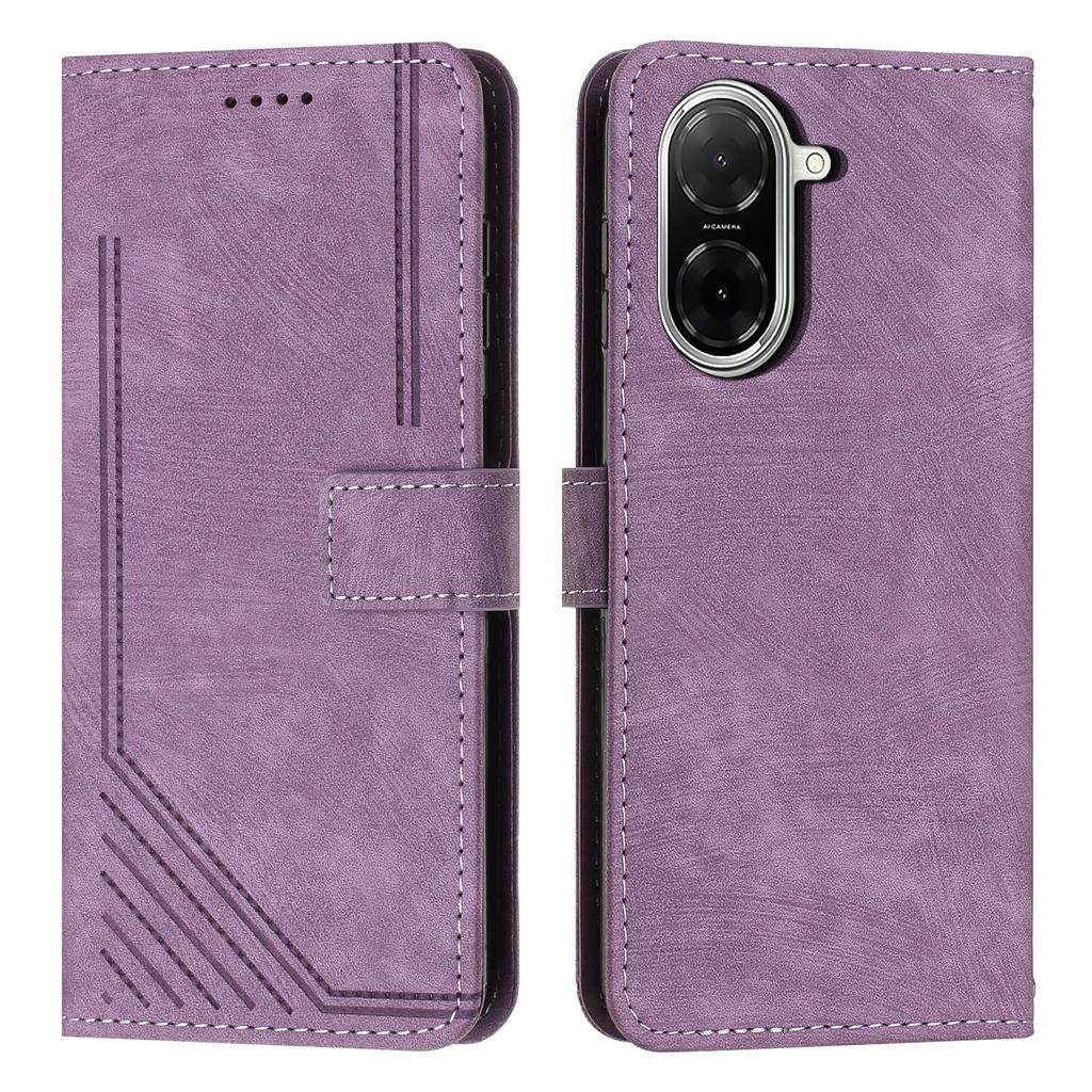 Wallet Case for Xiaomi Redmi A5 4G (171.7mm)/Poco C71 4G Imprinted Lines Leather Phone Cover with Stand