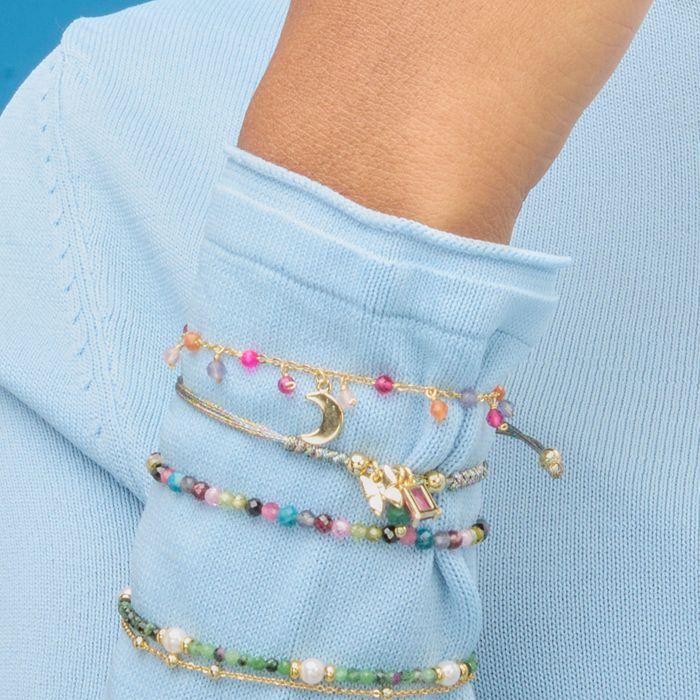 Bracelet - LUXENTER - Papillon - Argent 925 - finition or jaune 18k - Cristal vert