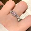 Korean Style Pink Geometric Zircon Ring – Sweet, Fashionable, and Adjustable for a Light Luxury Feel