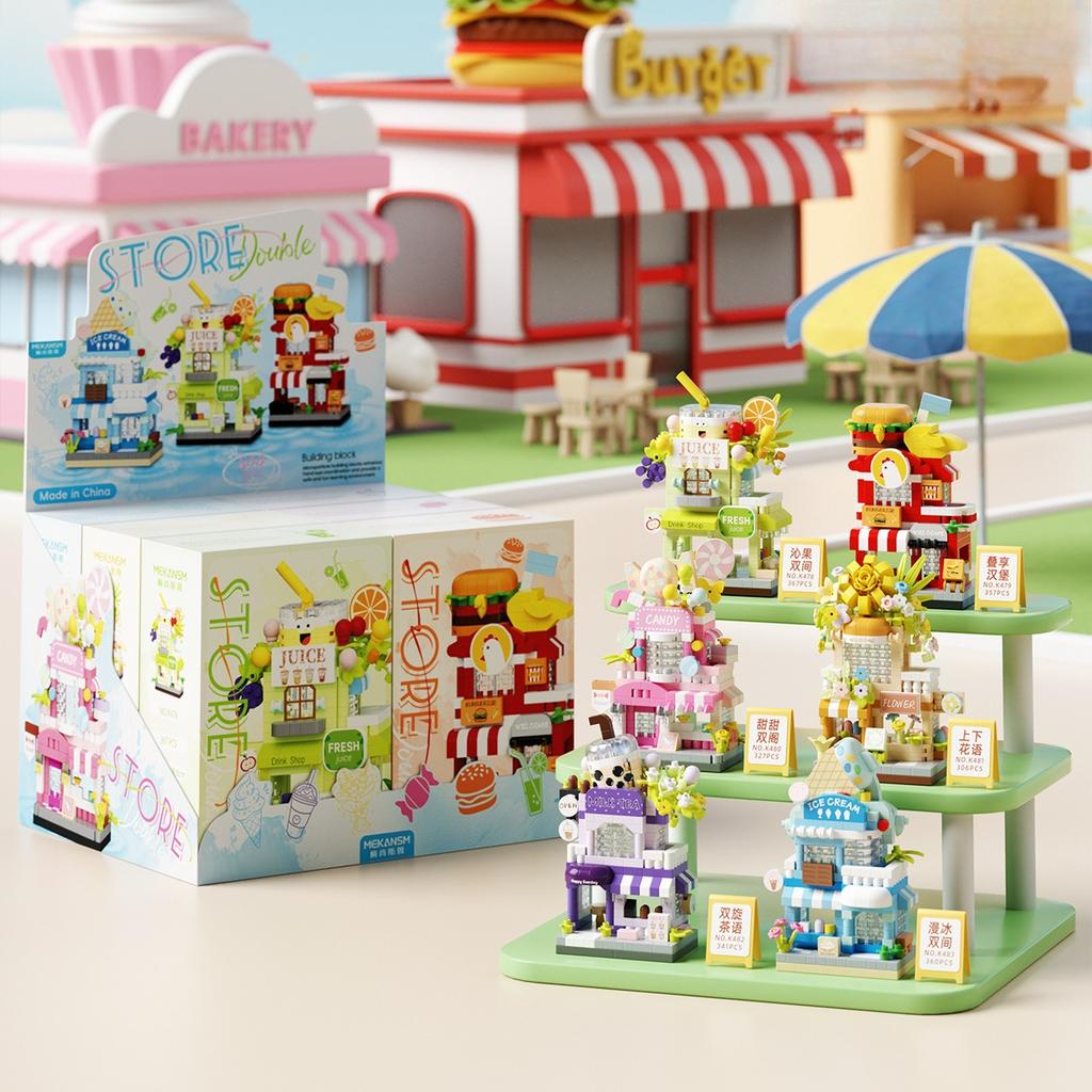 Moc Building Blocks Street View Moc Bricks Sets for Adults Boy Micro Construction Set Mini Food Truck Model Assembling Toy Gifts
