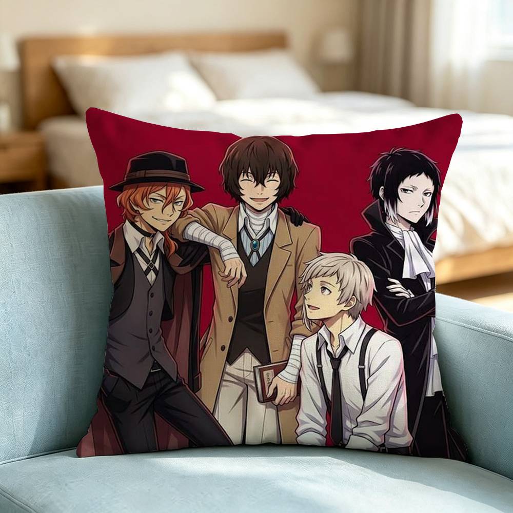 Bungo S-Stray D-Dogs Anime Square Double-Sided printed Pillow Case Bedroom Bedside Pillow Sofa Cushion Cover Gift