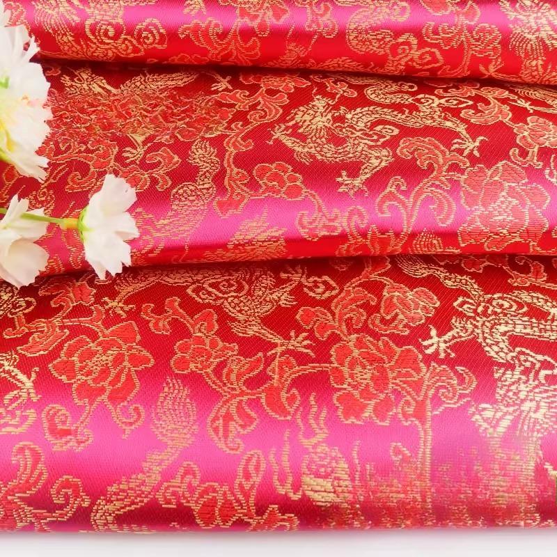 Wide 90cm Dragon Pattern Series of Brocade Fabric for Ancient Hanfu Cosplay Kimono Tang Suit Cheongsam and Silk Brocade Clothing