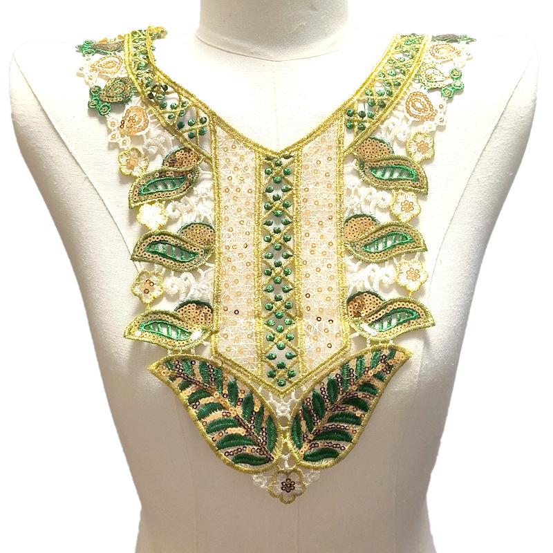 Color embroidered collar, beaded corsage, color embroidered fake collar, hollow collar, water-soluble lace cloth sticker.